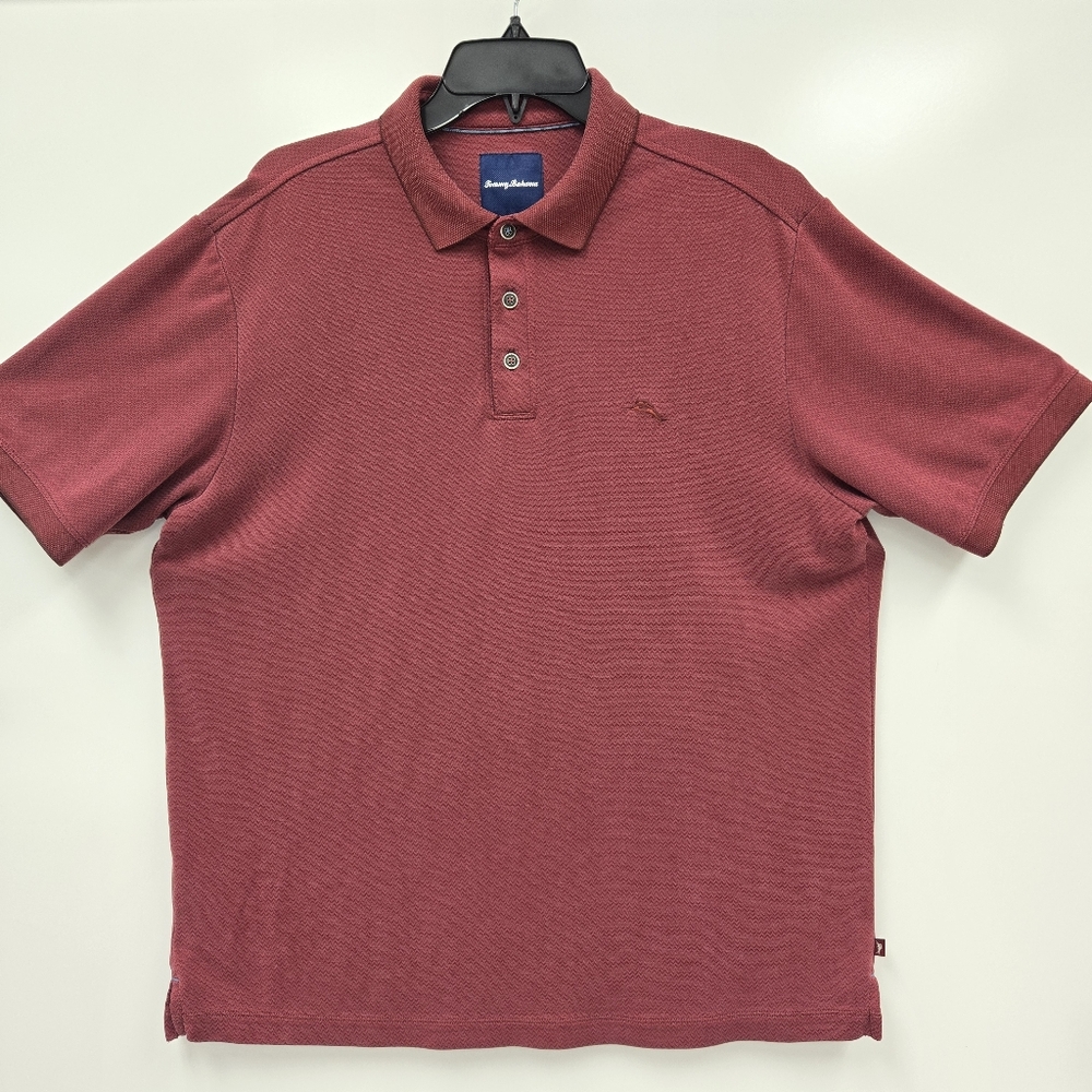 Tommy Bahama Men's L/G Short Sleeve Burgundy Polo Shirt Logo Golf Casual Preppy